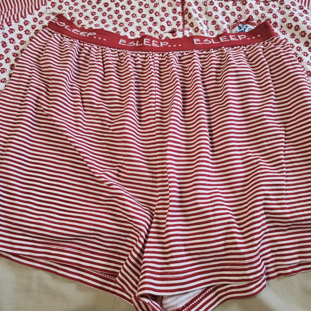 Vintage 90s ESleep Pajama 2 piece Set Sleep Sz Large Red/White - Picture 4 of 6
